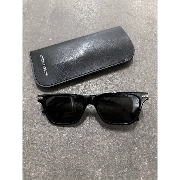 Linda Farrow Mae Sunglasses in Black & Light Gold main image 4